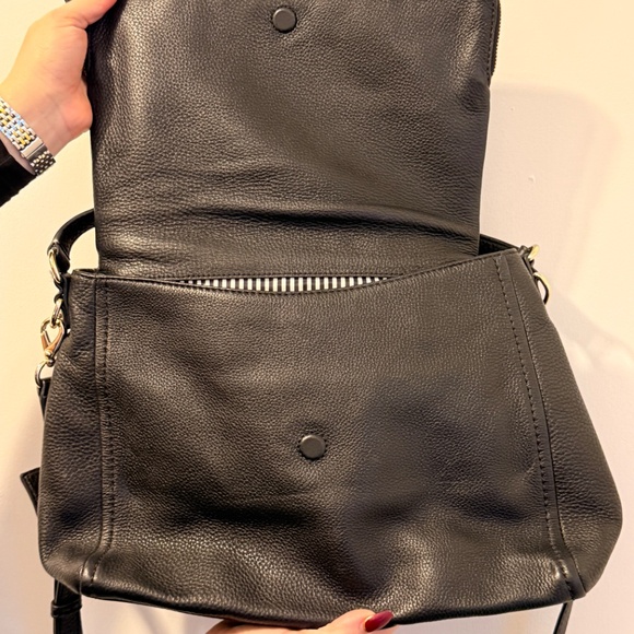 Kate Spade Black Pebbled Leather Shoulder Bag Zippered Flap [Like New] - Picture 8 of 11